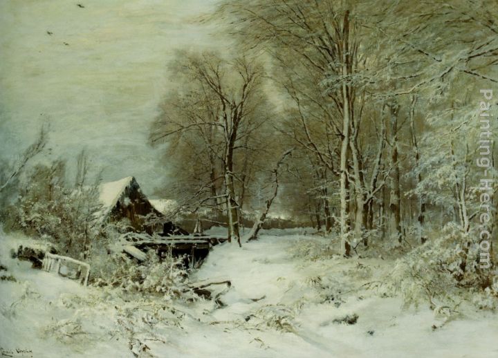 A Cottage in a Snowy Landscape painting - Louis Apol A Cottage in a Snowy Landscape art painting